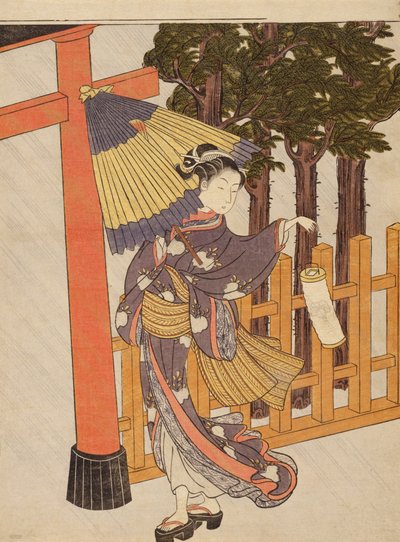 Woman Visiting the Shrine in the Night by Suzuki Harunobu